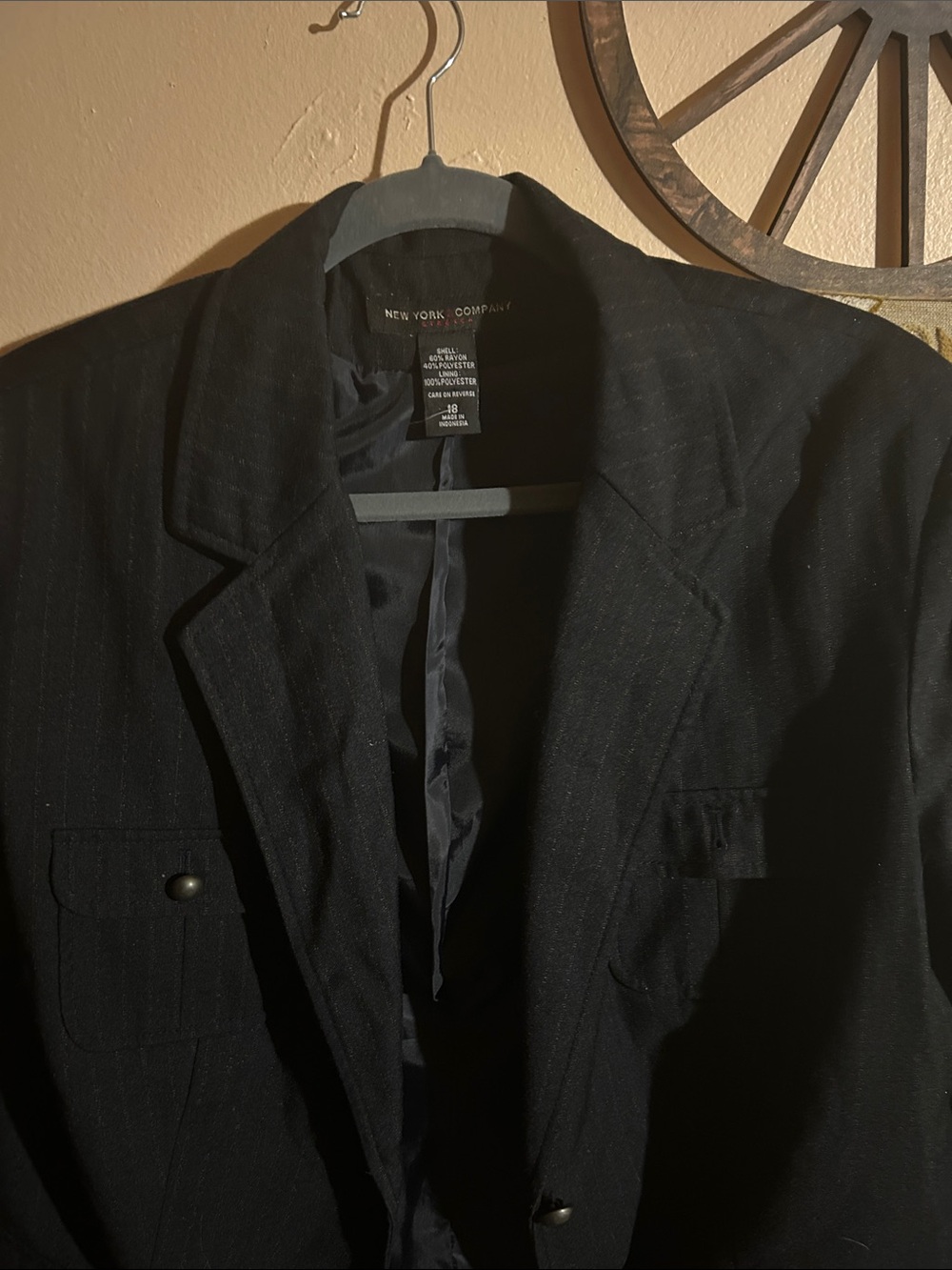 New York & Company Navy Pinstripe Sport Coat